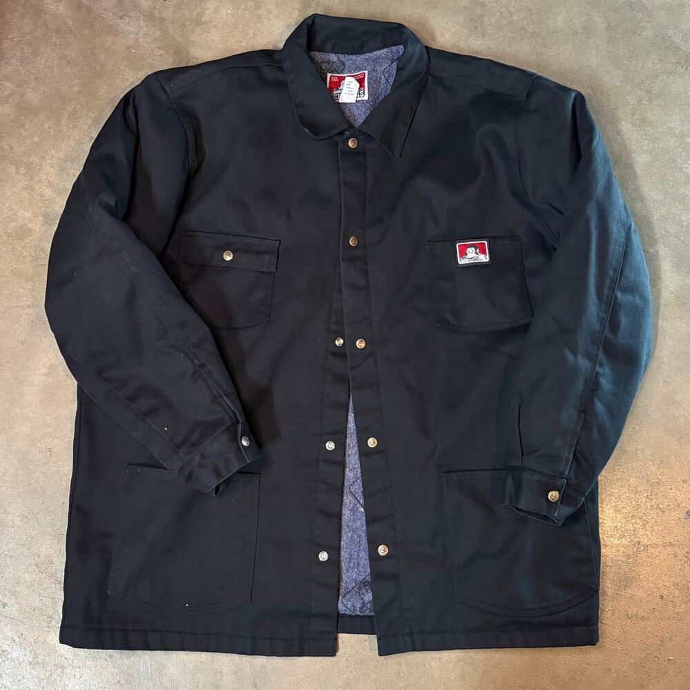 Ben Davis Canvas Chore Coat Blanket Lined Jacket 2XL Mens Black Snap Button